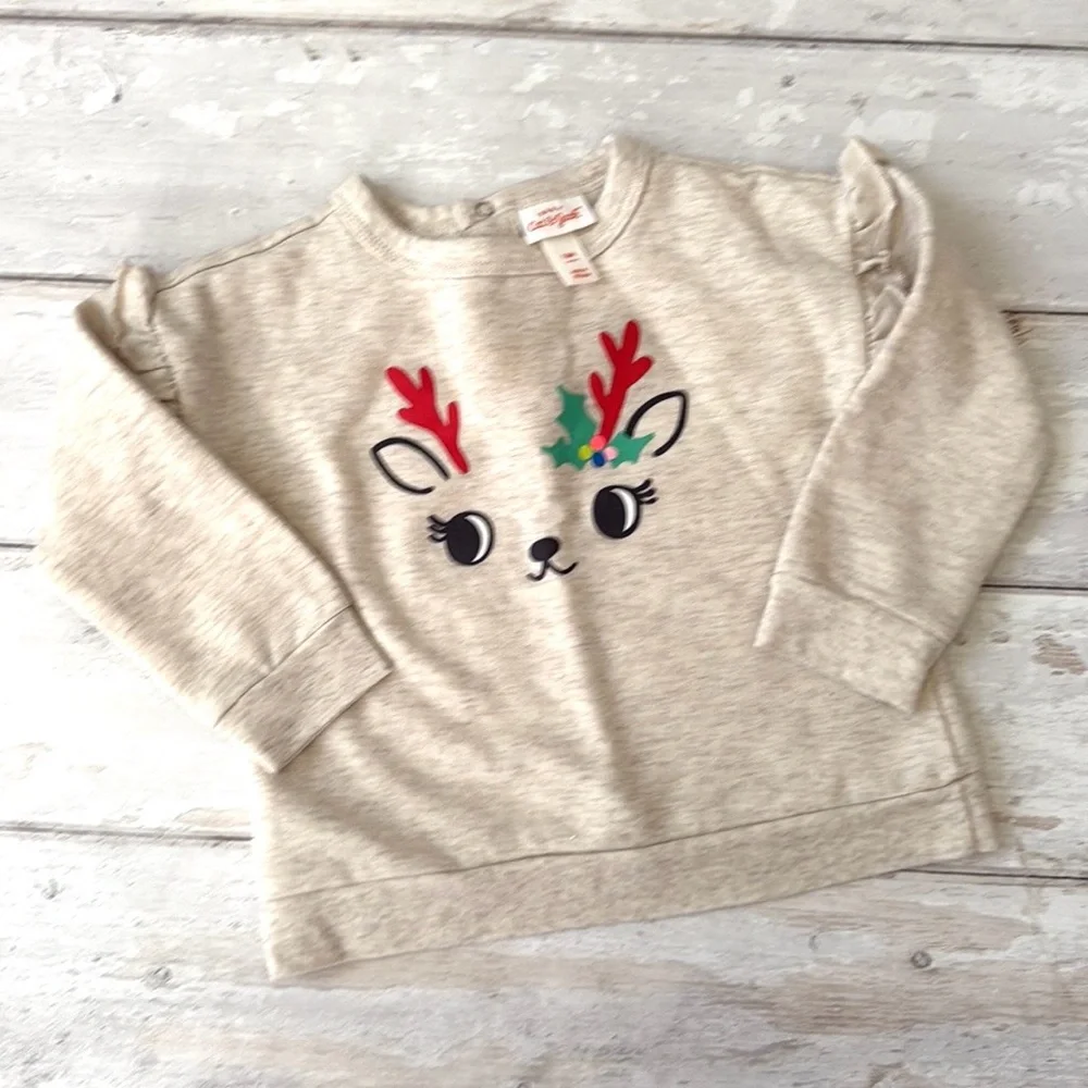 Cat & Jack 18m Baby Girl Christmas Sweater Long Sleeve Top Red Stripes Leggings